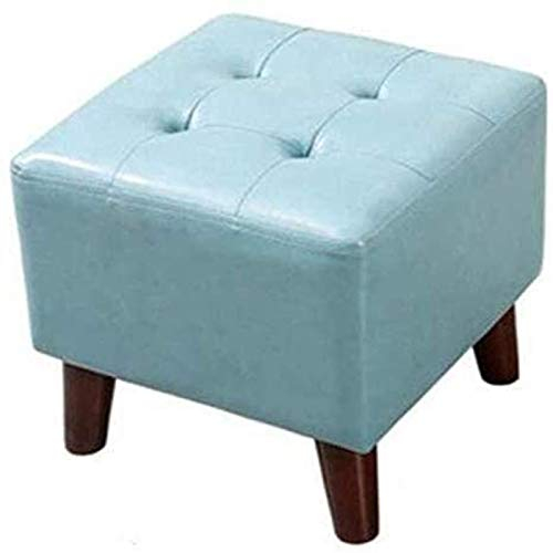Generisch Fußbank,MGEMJMJ Fußhocker Ottomane Ottomane PU-Leder Fußhocker Sofa Hocker Holzbank Sitz Haushalt Wohnzimmer Couchtisch Hocker (Größe: 36 * 36 * 35 cm, Farbe: Blau)