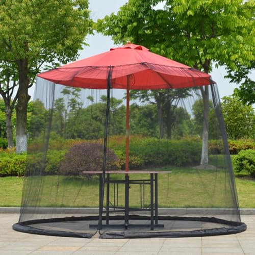 Morbuy Outdoor Garden Umbrella Table Screen Parasol Mosquito Net Cover, for Gazebo Patio Table Bug Netting Cover for Cantilever Offset Hanging Umbrella (Black,Straight mosquito net: 300 * 230cm)