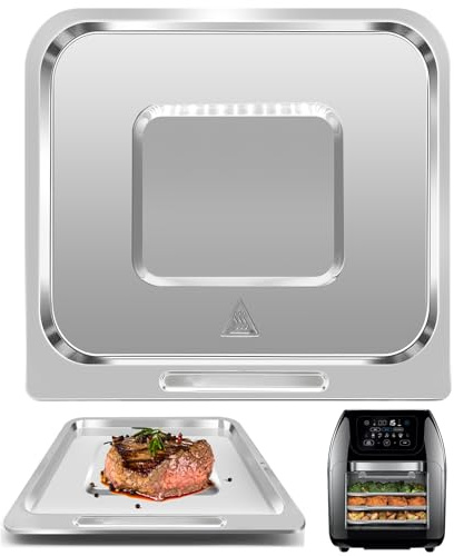 GCQ Air Fryer Grill Pan for 10L CHEFMAN 5 in 1 Air Fryer Oven,9.4 * 8.8''Food Grade Nonstick Replacement Rack Parts Tray Grill Crisper Plate for CHEFMAN Air Fryer Oven,Dishwasher Safe,Silver