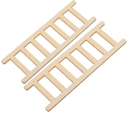KITANDOVE 2pcs Miniature Wooden Ladders for Diy Craft and Mini House Decor Realistic Mini Landscape Ladder Models Wooden Step Accessories for Fairy Garden Decoration