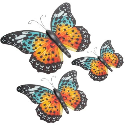 Parliky 3pezzi Decorazioni da Parete in Ferro a Forma di Ornamentali per Giardino e Interni Dimensioni Piccole e Medie Adatte Pareti Esterne e Ambienti Decorativi