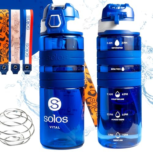 Bouteille d'Eau Tritan 700ml Sans BPA – 2-en-1 : Paille ou Shaker (Bille Inox). Large Goulot, Filtre Fruits, Repères d'Hydratation, Étanche avec Verrou, Bracelet de Transport