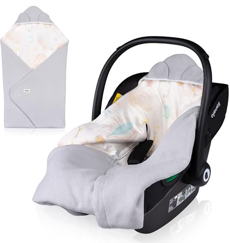 lionelo TRAVEL SWADDLE BLANKET Coperta Pesante per Bebé 90x90 cm 100% Cotone Compatibile con Seggiolino Auto, Ovetto e Passeggino, Copertina Morbida per Tutto l’Anno, Chiusura