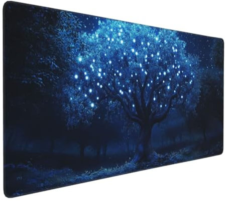Gaming Mauspad XXL Blau Mousepad 800x400x4mm Marineblau Verlängertes Mauspad Schreibtischauflage,Genähte Kanten Mauspad,Verbessert Präzision Geschwindigkeit Wasserdicht Geeignet für Büro und Spiele