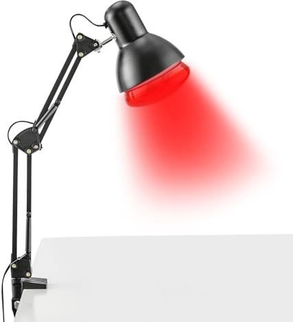 ARBGO 150W Infrarotlampe Wärmelampe, Infrarotbirne Rotlichtlampe Mit Clip Infrarotlampe Rotlichtlampe, Klappbar auf Einem Tisch zu Befestigen