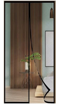FIOVIP Fliegengitter Magnet Tür, 140x220CM Vorhang, schließt automatisch, einfache Installation ohne Bohren(Polyester,Schwarz)