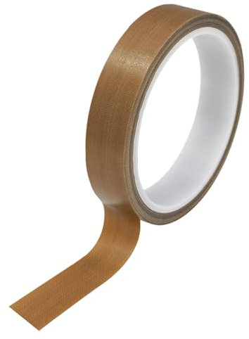 Misuyue Nastro in teflon, 20 mm, resistente al calore fino a 300 °C, nastro in teflon, nastro in tessuto di vetro PTFE, 10 m, per macchina sottovuoto, sigillante a impulsi (marrone)