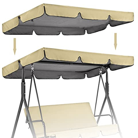 Patio Canopy Swing Cover Replacement Canopy for Swing Seat,Waterproof Anti-UV Replacement Top for 2 & 3 Seater Swing Chairs - Durable Outdoor Garden Hammock Protection Cover