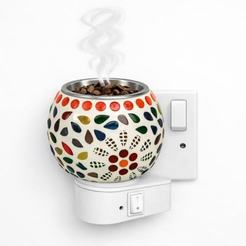 Incense Burner & Aroma Oil Diffuser – Elegant Kapoor Dani with Switch – Night Lamp, Bakhoor & Essential Oil Burner – Aromatherapy, Meditation, Home Fragrance Deodoriser