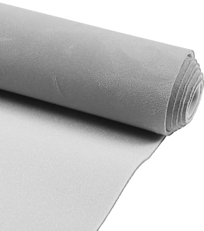 Partuto Tissu Suédé 150G Tissu De Pavillon 23,62 L X 57,09 L Garniture Intérieure Diy Réparation De Toit Remplacement Mousse Support Pour Voiture Camion Camping-Car Suv Automobile Gris
