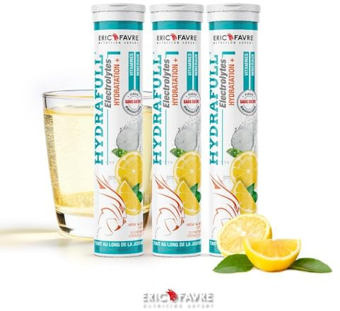 HYDRAFULL ELECTROLYTES - Hydratation et Reminéralisation Équilibrées, Sans Sucre, avec Vitamines et Minéraux Essentiels - Lot de 3 x 20 Comprimés - Saveur Citron - Laboratoire Français Eric Favre