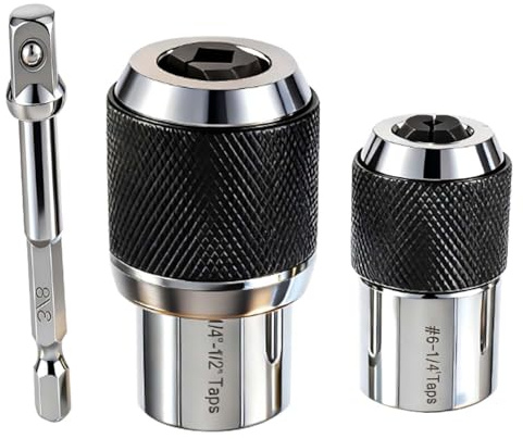 cddcwz 3 Stück Gewindebohrer Steckschlüssel Adapter 3/8 Drive Adjustable | Kompaktes Gewindebohrer Set,für kleine Werkstätten Akkuschrauber und Bohrmaschinen，Mit Stahlkugelgelenk 6-1/2, 3/8
