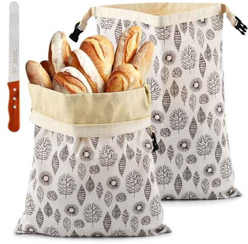 2Pack Beeswax Bread Bag,Sourdough Bread Bags Reusable Beeswax Bag for Homemade Bread,Natural Beeswaxes Cotton Food Storage Bag to Keep Fresh(beige,Size:33 * 43 * 2cm)