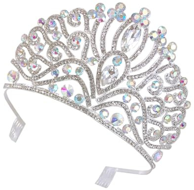 TOPPERFUN Couronne de Mariage Brillante en Alliage de Zinc Strass Ornement de Tête Délicat pour Femme Coiffe Élégante pour Mariée Fête Anniversaire et Cosplay