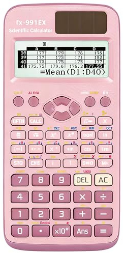 FX-991EX Scientific Calculator, 552 Functions Engineering Scientific Calculator With Slide Cover 10+2 Digit Display For Students Teachers School Office University (Pink)