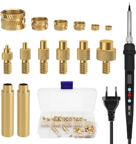 Insert Fileté, Ensemble d'embouts de soudage, 80 W, température réglable de 180 à 520 °C, inserts filetés M2/M3/M4/M5/M6/M8 pour impression 3D, gaufrage, sculpture