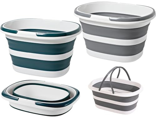Collapsible Washing Up Bowl with Handles,2pcs Collapsible Bucket,Collapsible Bucket for Cleaning,Collapsible Mop Bucket,Folding Bucket Portable Cleaning Buckets with Handle,16L