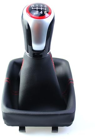 CAIZHICNC Schaltsack Für VW Für Polo 9N 9N2 2002-2009 Schaltknauf Mit Hebel Shifter PU Leder Gaitor Boot Abdeckung(6 Speed)
