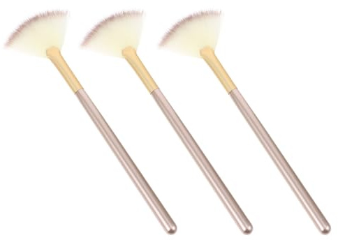 HEALLILY Set de 3 Brochas de Maquillaje Facial de Nylon para Uso Diario y Profesional, Incluye Pinceles para Rubor, Polvo y Contorno Precisión y Resaltado