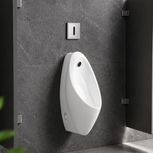 Orinatoio a parete in ceramica, orinatoio sospeso con risciacquo sensoriale senza contatto, durevole e facile da pulire per bagno domestico, toilette commerciali(Sensor 68cm/26.8in)