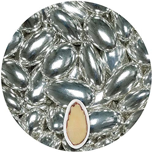 EinsSein Confetti di Mandorla Matrimonio Nobile Argento 500g | 125 pezzzo Confettata per Comunione Battesimo Cresima Nascita e Laurea | Decorazioni Bomboniere per Bimba Cuoricini
