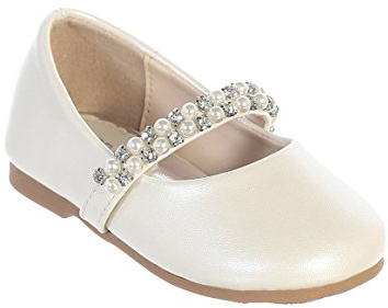 iGirlDress Infant Toddler Girls Straps Flower Girls Shoes S116 Ivory Size 2
