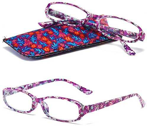 VEVESMUNDO Lesebrille Damen Modern Federscharnier Blumen Lesehilfe Sehhilfe Brille Leicht Vintage mit Brillentasche