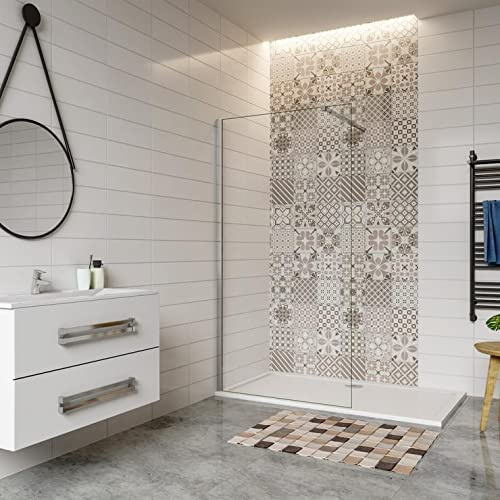Mampara ducha Panel Pantalla Fija cristal 8mm templado para baño Barra 73-120cm (Panel 100x200cm)