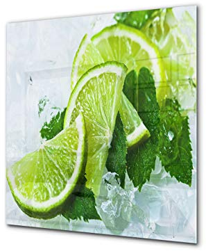 Stylish Tempered Glass backsplash – Glass Kitchen splashback – Glass upstand BS09 Water Splash Series: Lime Ice Cubes