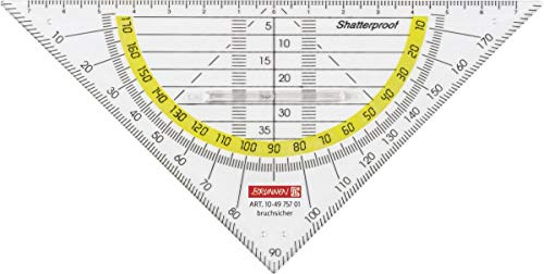 Brunnen 104975701 Geometrie-Dreieck/Geodreieck (für Schule und Büro 16 cm, mit Griff, bruchsicher, glasklar) (2er Pack)