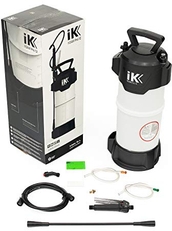 IK FOAM Pro 12 - Professional Foam Sprayer - With Compressed Air Connector - 3 Types of Foam - Ideal for Cleaning and Disinfection - Translucent Tank - Reinforced Hose - 10L