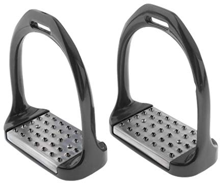 Tubayia 1 Paar Edelstahl Steigbügel Sicherheitssteigbügel für Erwachsene Reitzubehör (Schwarz)