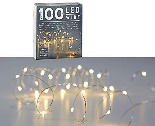 Cepewa 100 LED Lichterkette Mikro 1000 cm warmweiß Weihnachtsbeleuchtung Leuchtdraht (1 x 100 LED Mikro Lichterkette)
