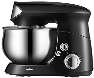 QREZ Impastatrice Planetaria Professionale, Multifunzione Robot da Cucina Impastatrice Planetaria Offerta 600W Ad Alta Potenza Robot da Cucina capacità 3.5 Litri 6 velocità,Nero
