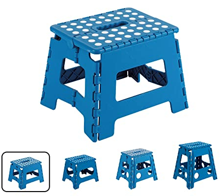 ARREGUI TB-022-A Taburete Plegable Cocina o Baño| Escalera Pequeña | Taburete Infantil | Banqueta | Escalón para Adultos y Niños (hasta 150Kg) | 22 cm de Altura | Azul