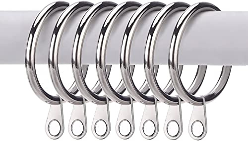 Pack of 24 Strong Metal Curtain Hooks Rings with Fixed eyelets for Curtain pole 25mm-28mm wide Silver Curtian Ring 30MM Internal Diameter