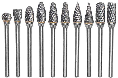 Mesee 10 Stück Carving Fräser Set, Hartmetall Frässtifte Set, Rotary Datei Bit, Hartmetall Frässtifte 3x6mm Double Cut Rotary Grat für Rotary Werkzeuge Fräser Gravur Bits