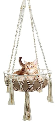 Makrame Kattsäng - Hängmatta för Katt, Handstickning Hängande Bo, Husdjur Gunga och Säng