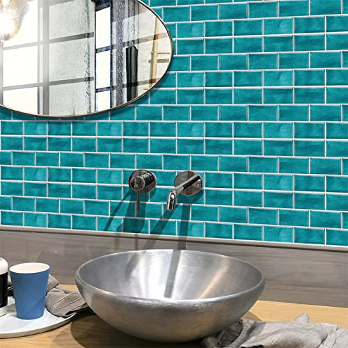 Piastrelle Adesive Cucina 15x30CM Blu Moderno 12 Pezzi Mattonelle Adesive Bagno Pvc Impermeabile Adesivi per Piastrelle Parete Fai da Te Adesivi per Cucina Decorazioni