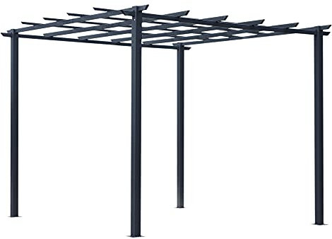 Outsunny Pergola autoportante Style Contemporain - Toit terrasse à décorer - dim. 3L x 3l x 2,3H m - métal époxy anticorrosion Noir