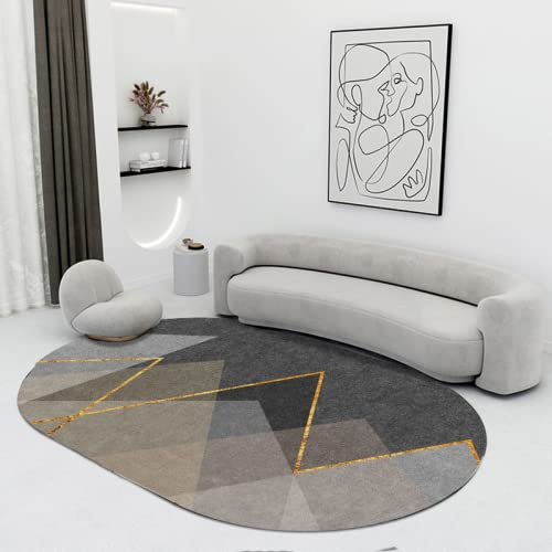 makeups1 Klassischer Orientteppich, Kurzflor Waschbarer Anti-Rutsch Ornamente Muster Teppich, Schwarze abstrakte geometrische goldene Linien, 120 x 160 cm