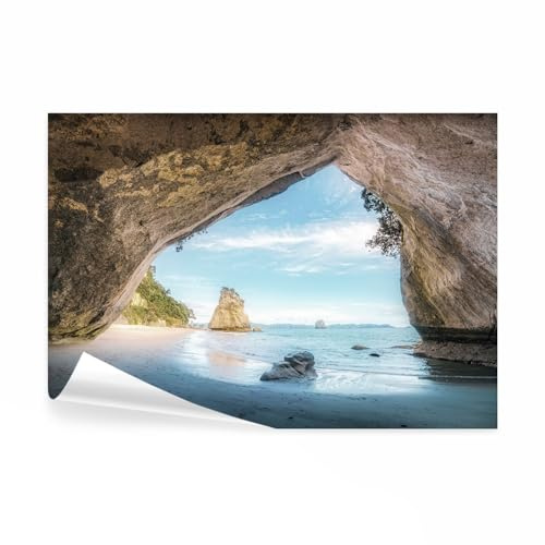decomonkey Fototapete selbstklebend Meer, 343x256 cm, XL, Höhle Panorama | Landschaft, Horizont, Felsen, Selbstklebende, Tapeten, Wand, Fototapeten, Tapete, Wandtapete, klebend, Klebefolie, Deko