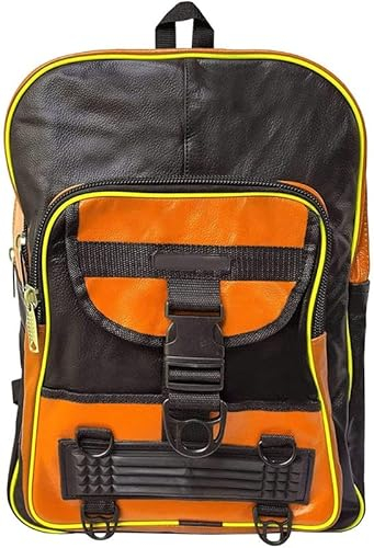 Warrior Gears Fahrradrucksack aus echtem Leder, erweiterbare Rucksäcke für Erwachsene, Männer, Fahrradreucksäcke für Männer, große Kapazität Motorrad-Rucksack zum Reiten, Touren und Reisen – Orange