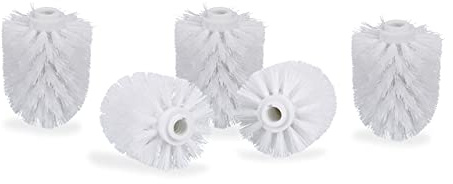 10 Recambios Escobilla de Baño, Set de Cabezales Repuesto WC, Plástico, Rosca 12 mm, ⌀ 7 cm, Blanco