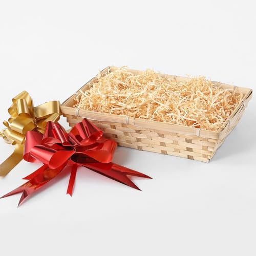 Package of 10-13'' Rectangle Bamboo Natural Color Wicker Bread Basket Retail Shop Display Christmas Hamper (Size: Width 34 cm Depth 25 cm Height 9 cm)