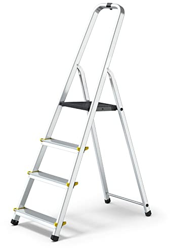 MOWA - Scaletta professionale in alluminio, 4 gradini