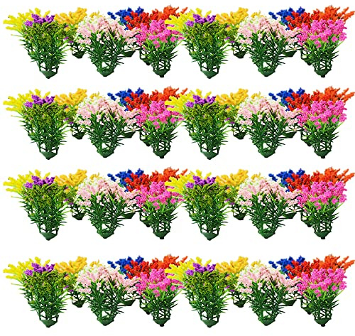 Woohome 10 Farbe Modellbau Blumen 5 cm Blume Vegetation Gruppen Gras Tufts Statische Landschaft Modell DIY Miniatur für Landschaftsbau Diorama Zubehör