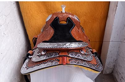 Showmen Westernsattel, komplett dekorativ, silberfarben, mit Halfter und Brustrufer (43,2 cm)