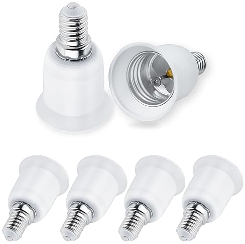 SCNNC Adattatore Portalampada da E14 a E27, Convertitore Adattatore da E14 a E27 per Lampadina Alogena LED CFL Incandescente, 6 Pezzi