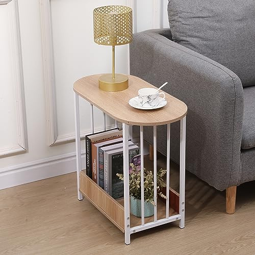 nozama End Tables Living Room Small Side Tables For Small Spaces Wood Coffee Table with Storage for Balcony Thin Sofa table with Storage for Bedroom Home Office(Wood)